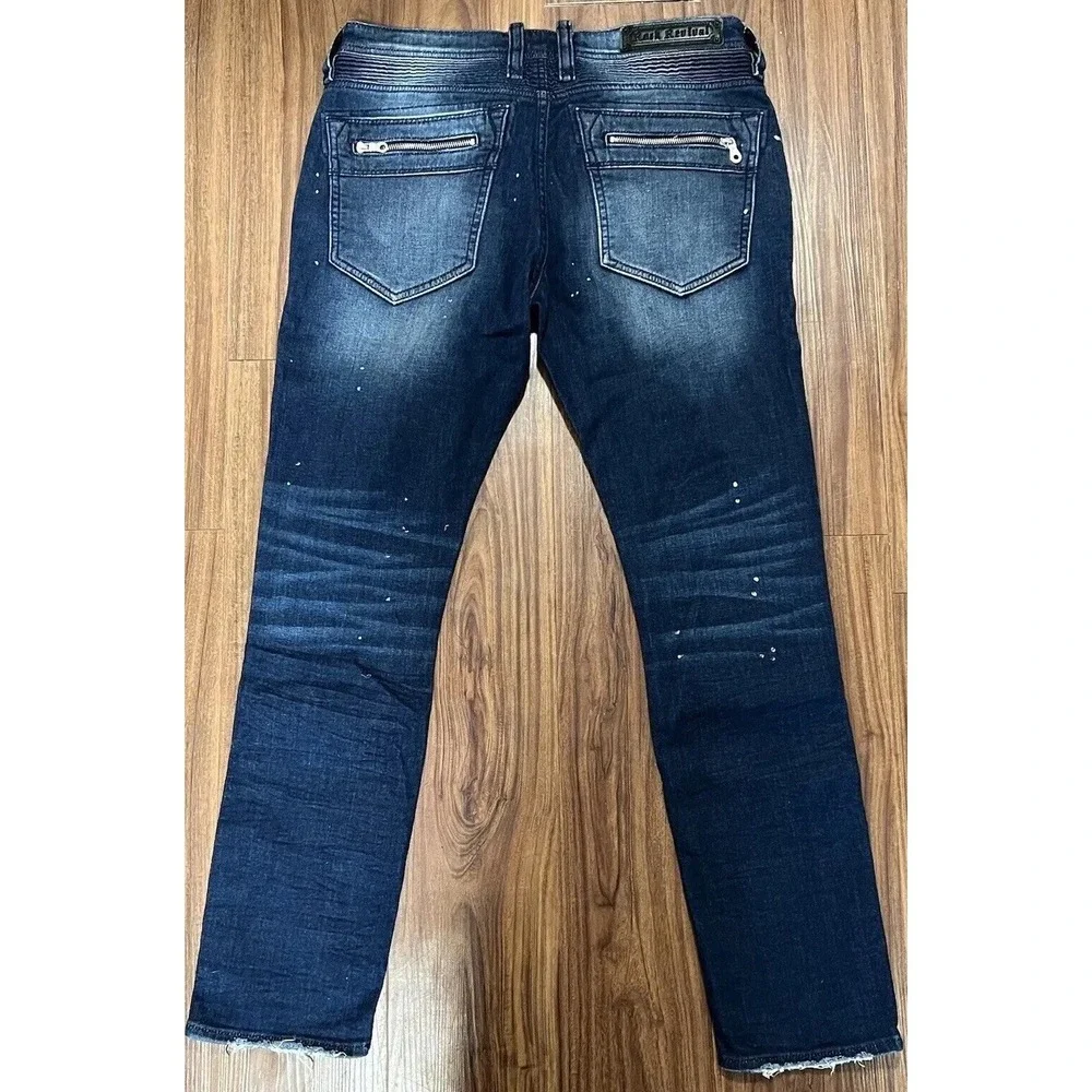 Rock Revival Moto Distressed Rip Zipper Vaclar Jeans RR Motorcycle Biker 32x31